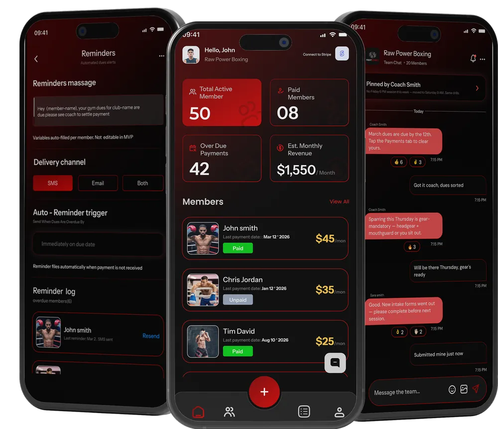 FightStable app screens